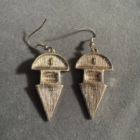 Gold Tone Statement Rhinestone Dangle Earrings - Picture 4 of 5